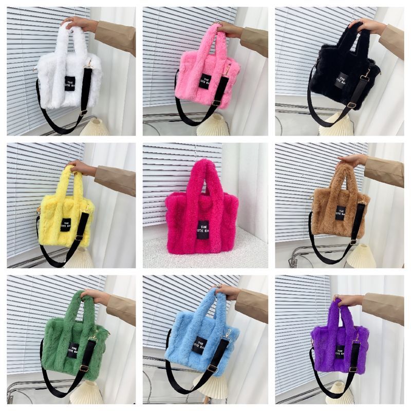Fur Tote Bag For Women Handbags Autumn Winter Plush Shoulder Crossbody Bags Brand Shopper Purses New