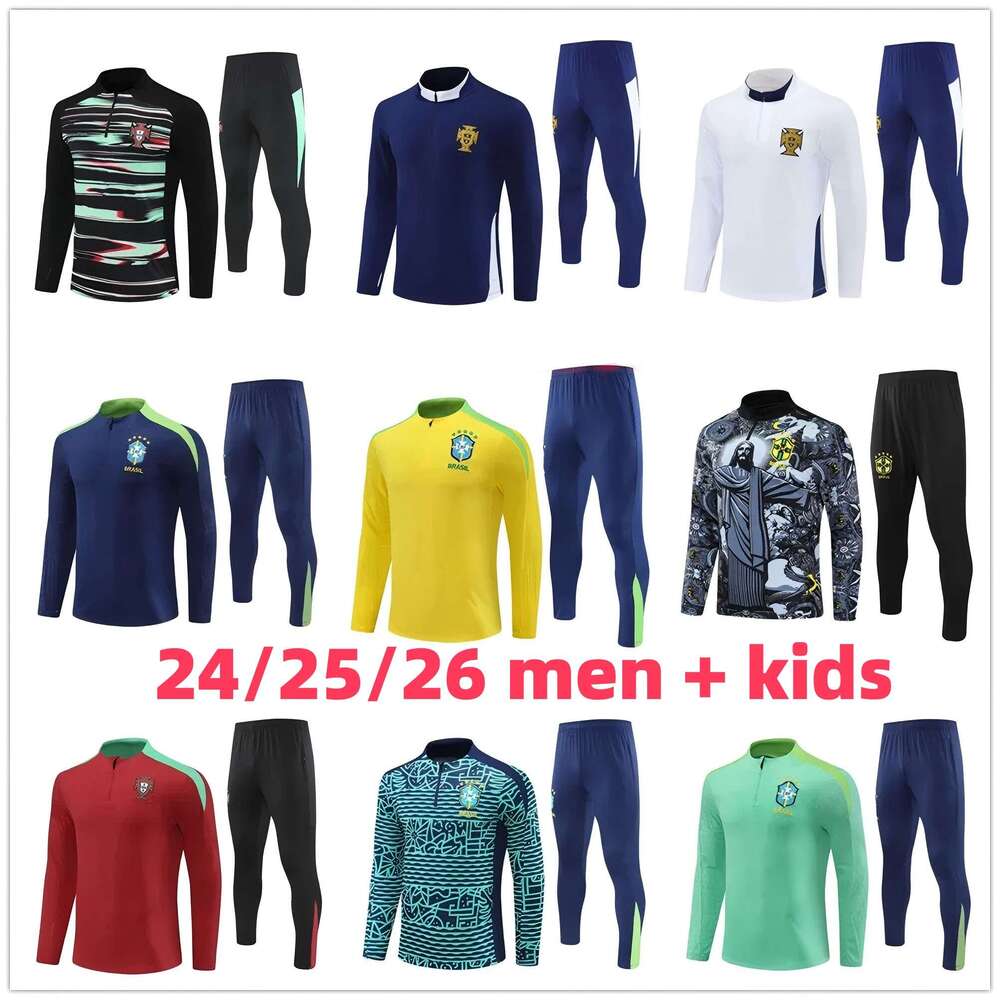 2025 2026 soccer tracksuit Portugal training suit Men and kids Brasil 24 25 26 brazilS football tracksuits jogging kits Survetement Foot chandal futbol tuta 222