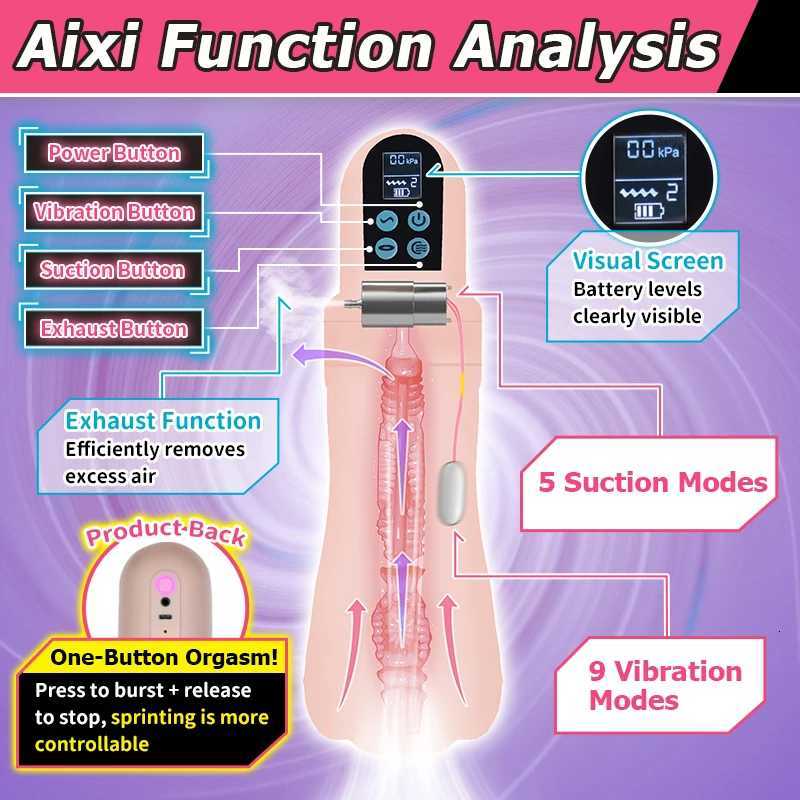YUU Aixi Machine Lady Sucking Masturbator Cup Electric Onahole Artificial Vagina Masturbation Vibrating Adults Sex Toys for Men XJ250804