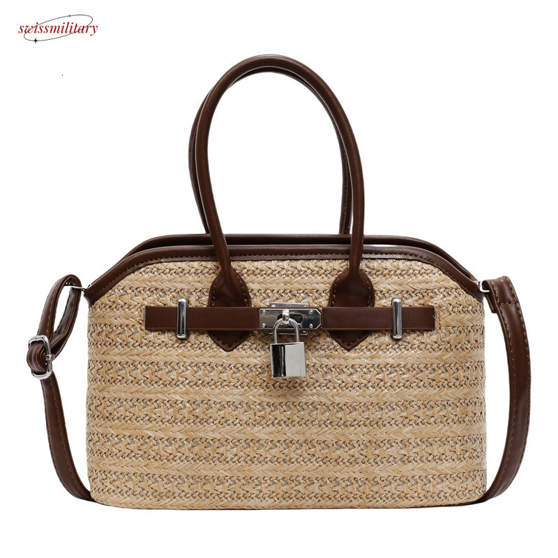 Niche Design Straw for Women, New Elegant Woven Shoulder Bag, Large Capacity Vacation Crossbody Beach Bag swissmilitary