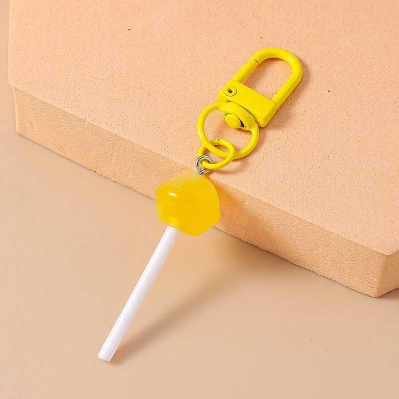 Cute Resin Candy Lollipop Keychain Mini 3D Simulation Food Key Rings for Women Girls Handbag Pendant DIY Kids Jewelry Gifts G250802