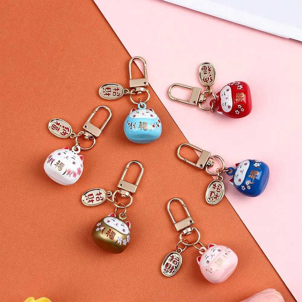 Japanese Cute Lucky Cat Keychains Cartoon Lucky Cat Key Chains Car Bag Charm Ornaments Pendant Keyring Couple Gift G250802
