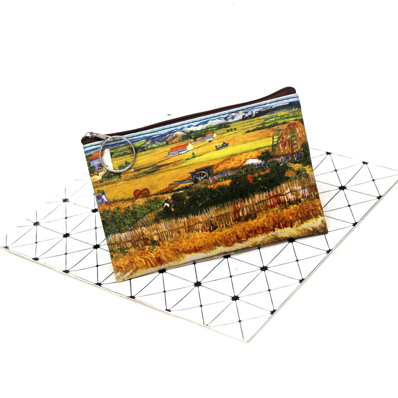 Vintage Oil Painting Canvas Cosmetic Bag Van Gogh Art Sunflower Star Moon Night Makeup Pouch Bag Travel Coin Purse Wallets Women G250802