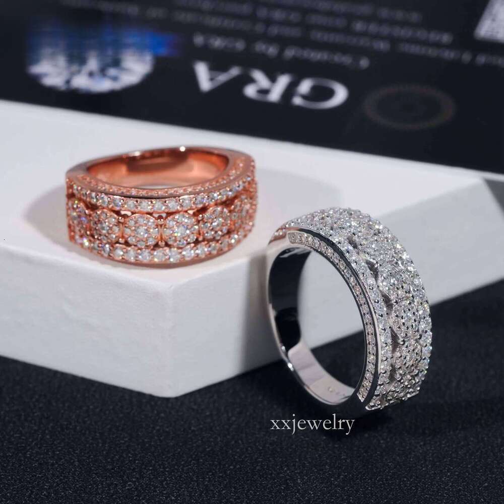 Moissanite ringCertificate bracelet ring Sterling Sier Gold Plated Hip Hop Jewelry New Style Dia