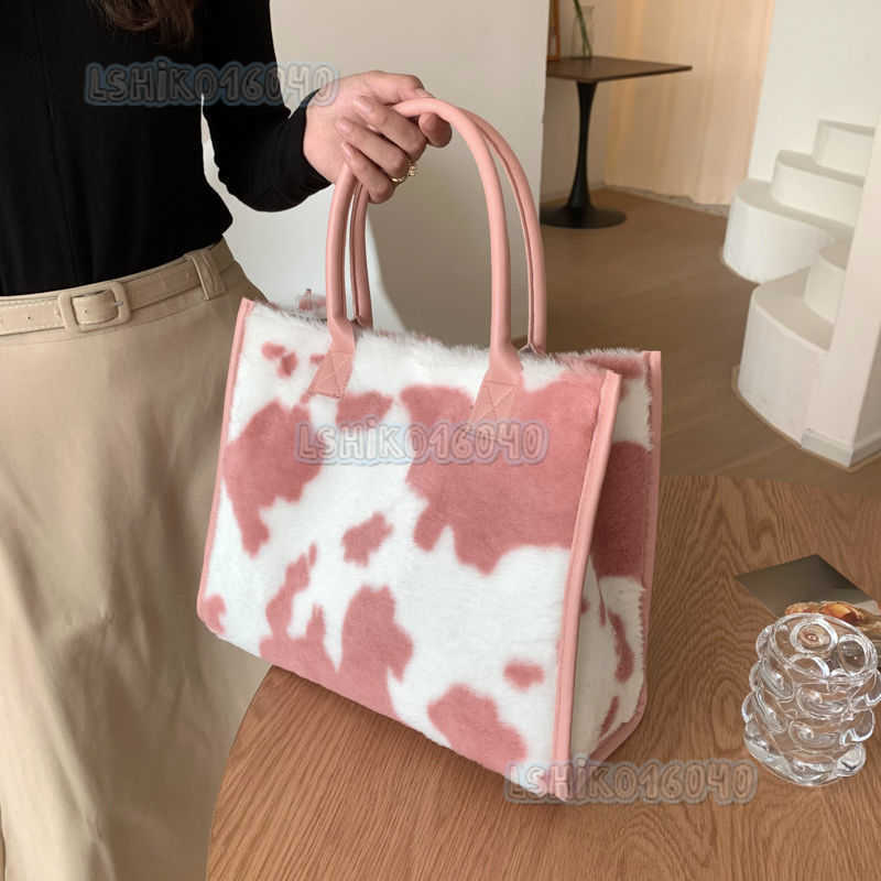 Plush Bag Womens Large Capacity 2025 New Fashion Autumn and Winter Versatile Fashion Plush Shoulder Bag College Student Tote Bag H250804