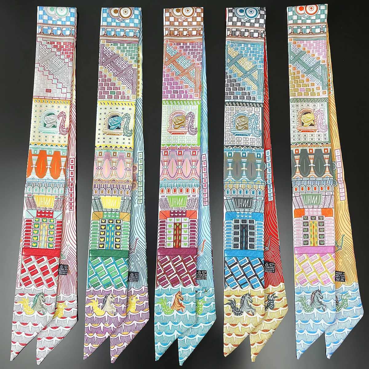 100% Silk Twill Scarf Luxury Palace Horse Fashion Scarf Wen Foard Skinny Bag Scarves Neckerchief Hair Band X250804