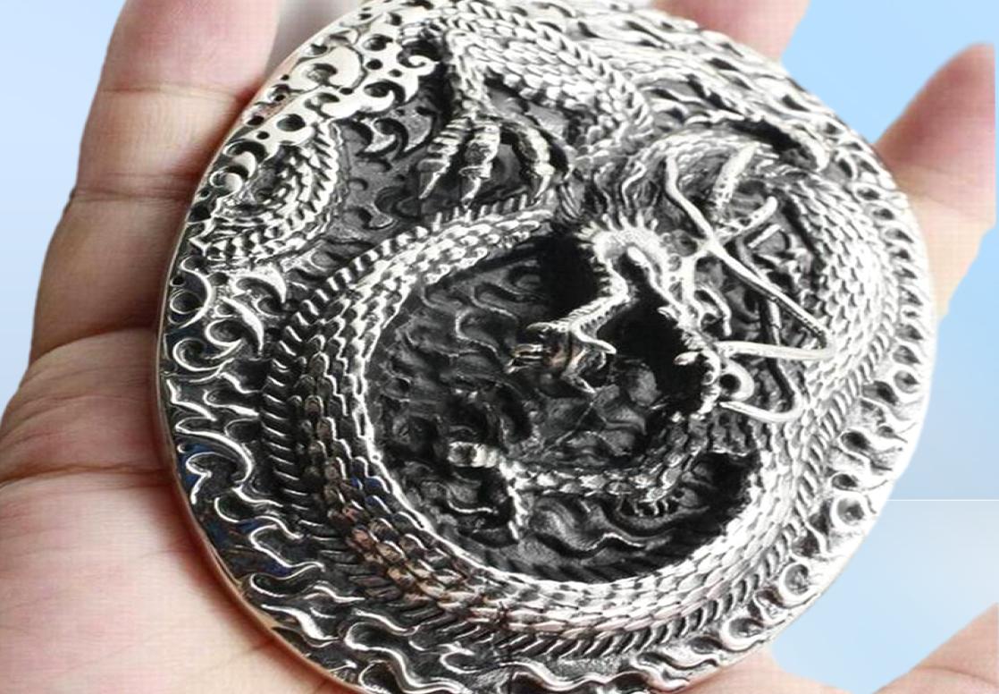 LINSION Huge Heavy 316L Stainless Steel Dragon Mens Biker Belt P0228277614