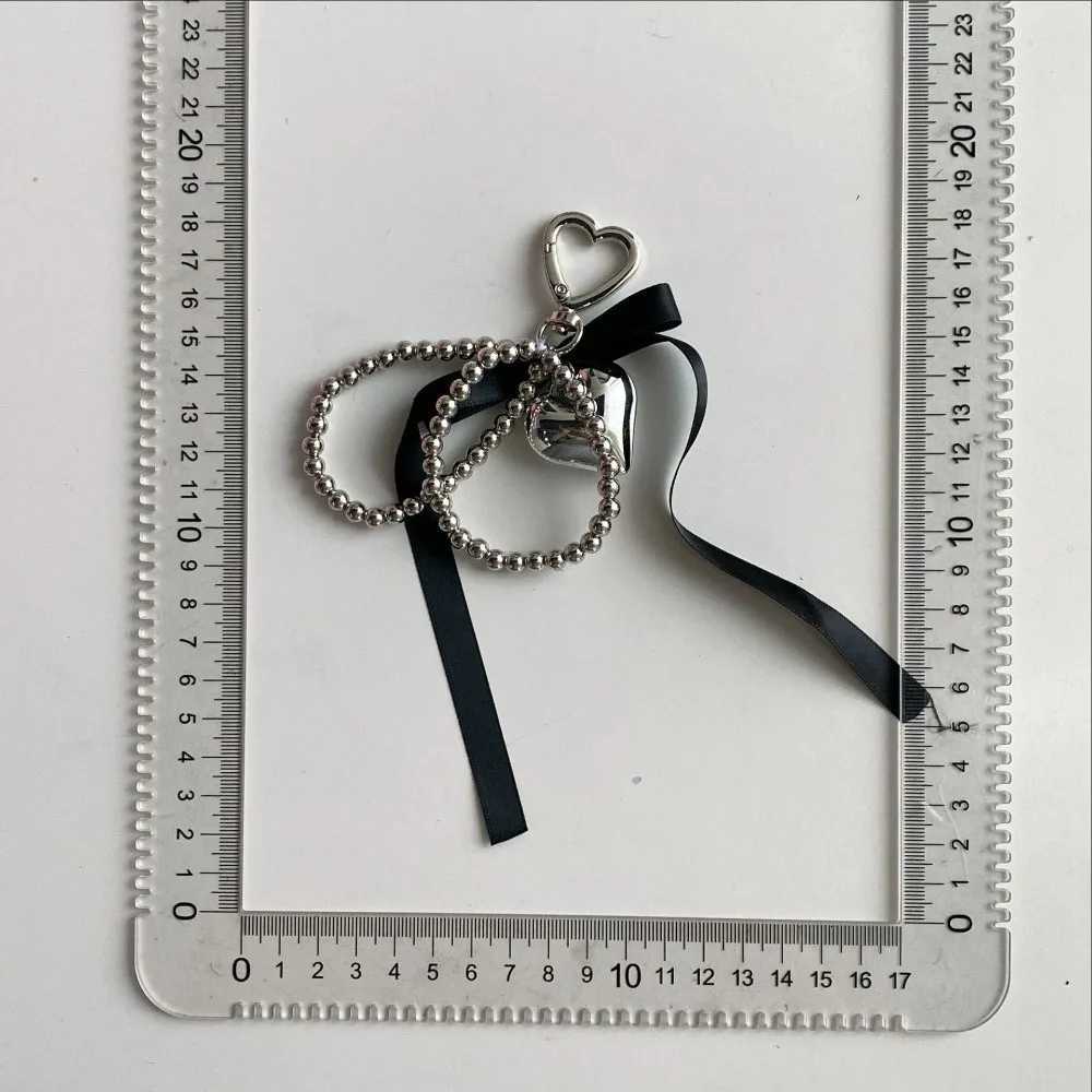 Black Ribbon Bowknot Love Keychain Bag Decoration Cellphone Pendant Accessory for Women and Girls Lanyard Keyring Camera Strap Jewelry G250802