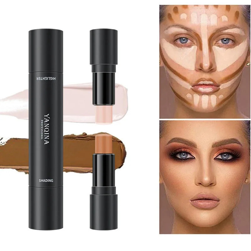 Double-headed Contour Stick Face Brown Bronzer Foundation Make Up Pen Smooth Contour Shadow Highlight Concealer Cosmetics 250730