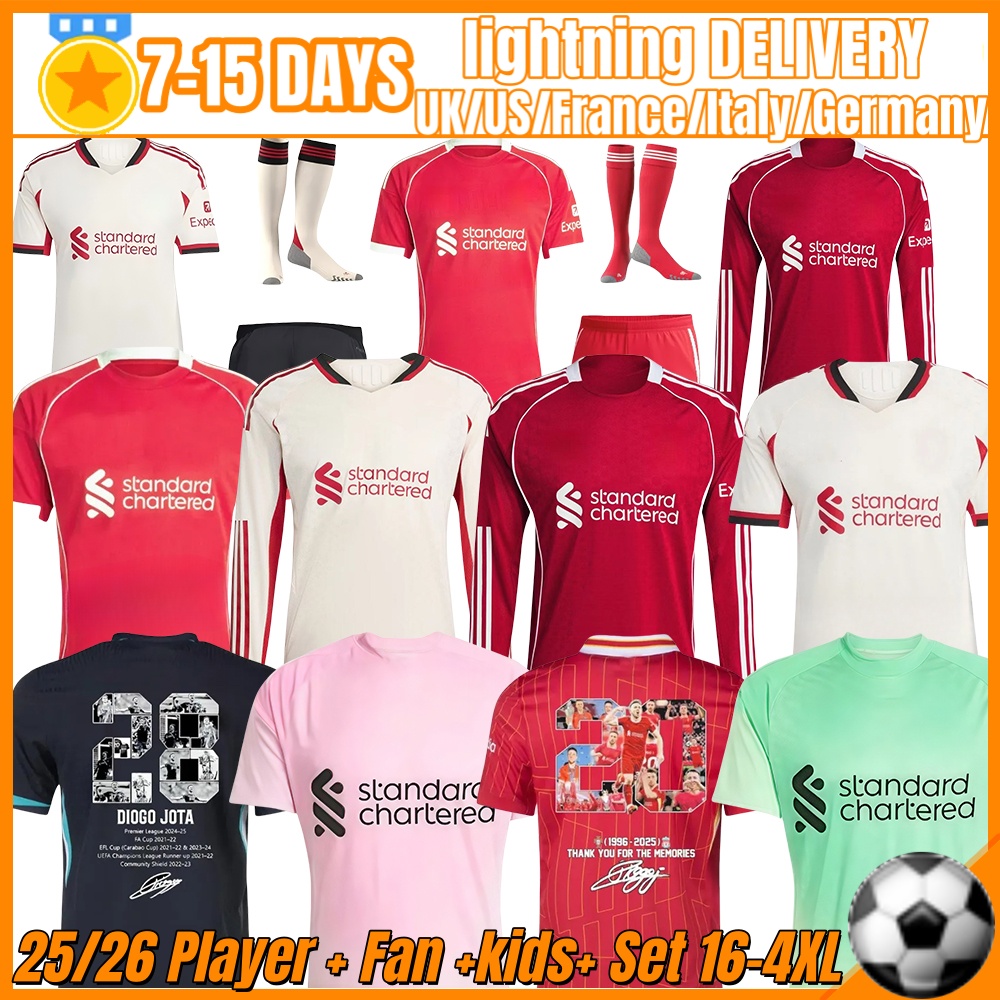 25 26 LFC Wirtz SALAH jersey Ekitike ALLISTER Kerkez GAKPO DARWIN SZOBOSZLAI Jeremie Frimpong Long sleeves soccer jerseys Mens Kids Kit sock Full sets