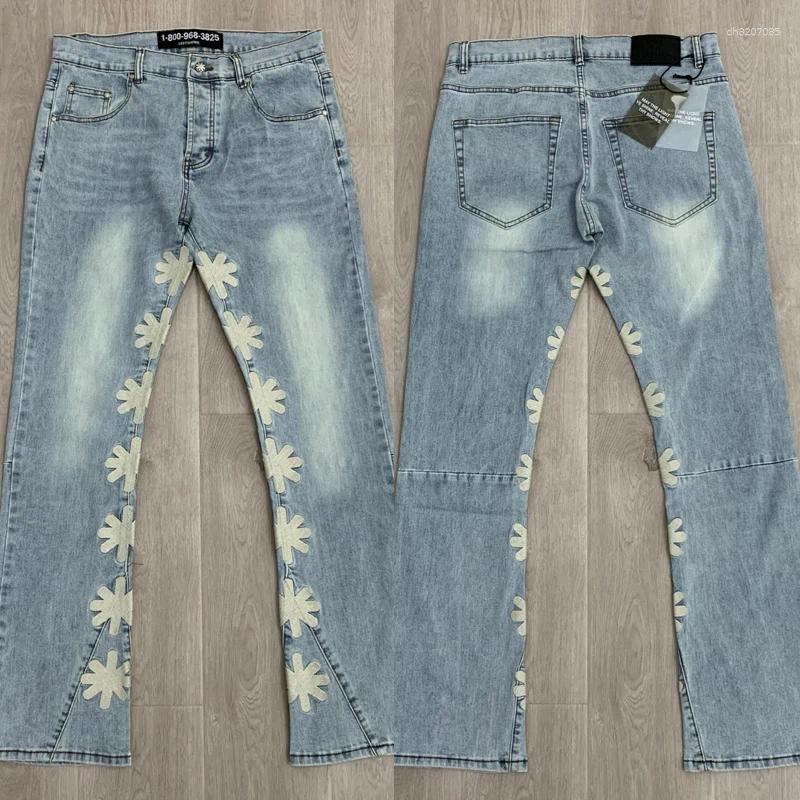 Men's Jeans LOST SHDWS Fashion All-match Men Women Denim Pants High Quality Color Embroidery Flower Logo Lostshdws Trousers