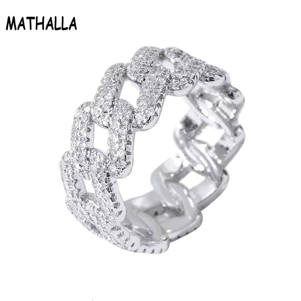 New Hip Hop Ring 14K Gold Plated Jewelry Fashion Diamond Ring Bling Iced Out CZ Cuban Chain Ring Hip Hop Jewelry for Men