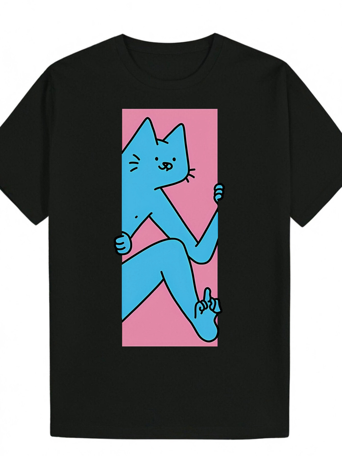 Men's Animal Print - Soft Crew Neck T-Shirt with Blue Pink Pattern, Machine Washable, Lightweight and Breathable, Suitable for Wear, Summer Casua