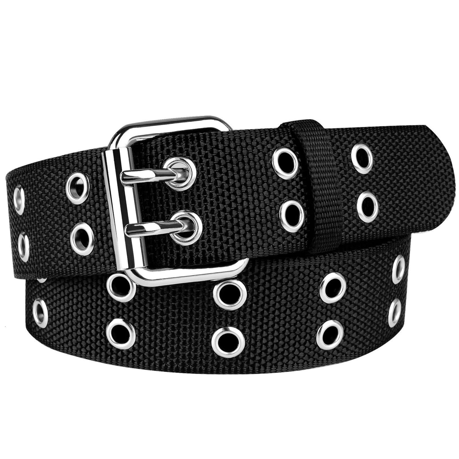 Drizzte Grommet Nylon Belt Big Size 39 to 67 170cm Double Prong Punk for Men Women 250730