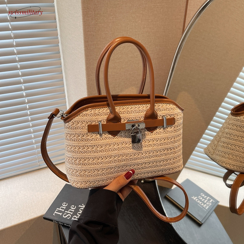 Niche Design Straw for Women, New Elegant Woven Shoulder Bag, Large Capacity Vacation Crossbody Beach Bag swissmilitary