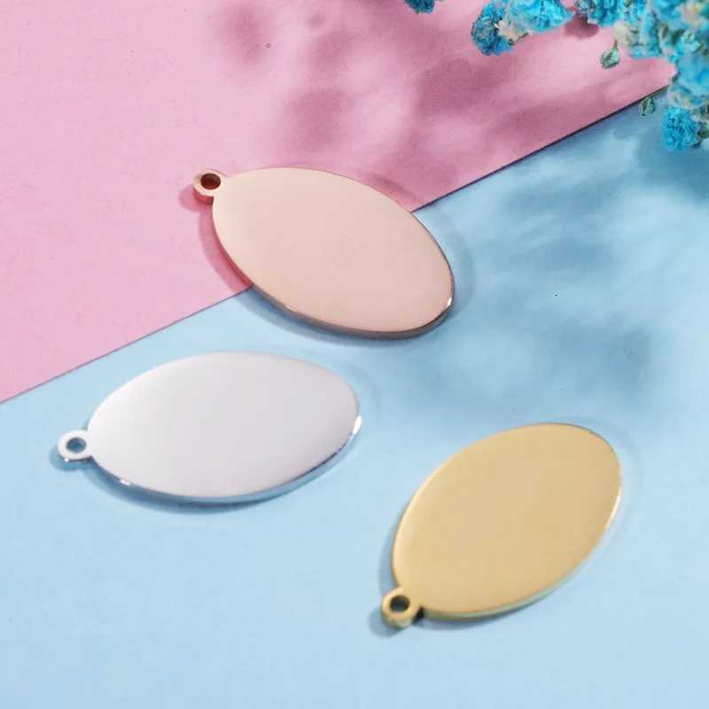 Polished Electroplated Oval Stainless Steel Pendant with Mirror Finish Used for DIY Making Necklaces etc. G250802