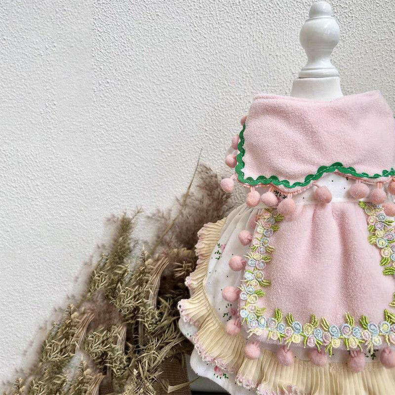 Pet Cat Elegant Style Spring and Autumn Double Layer Princess Small Dog Clothes Dress