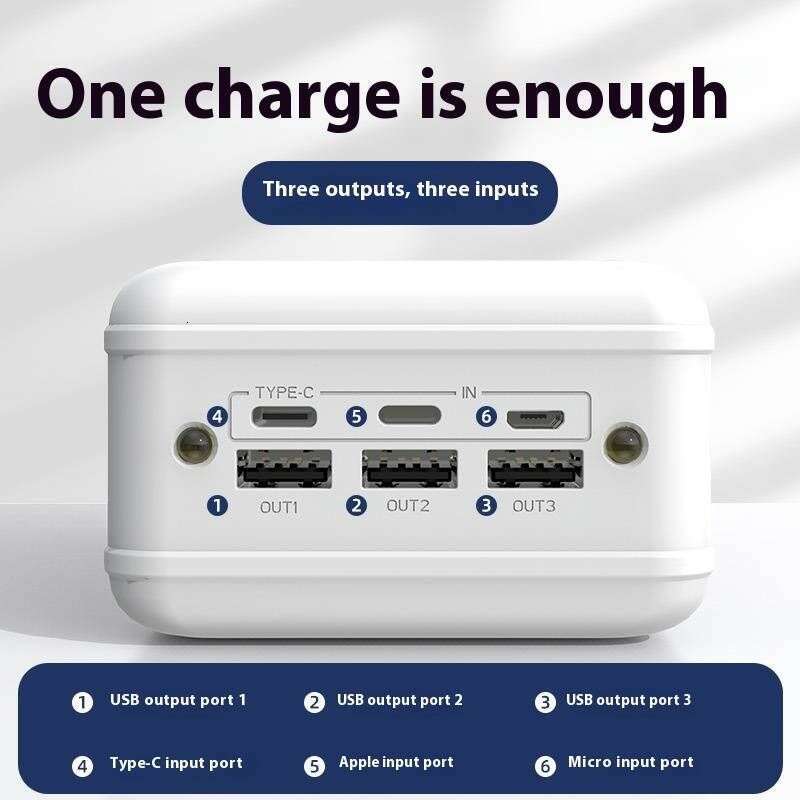 50000Mah Solar-Ready Power Bank With PD Fast Charge, 3 USB Ports, Custom - Portable Outdoor Charger For Camping, Travel, Emergency Backup