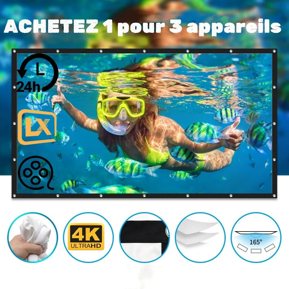 2025 Hot Electric 4k 1for 3 Max 180 360 inch Projector Screen cloth TV for 3D Projector