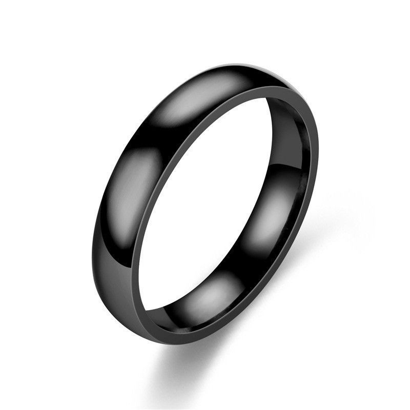 Simple Design Tatinum Steel Lovers Ring for Men Women 18K Gold Silver Black Couple Band Finger Rings Wedding Jewelry Gift