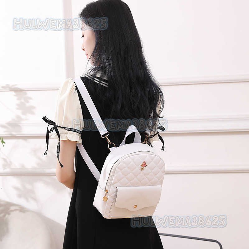 2025 Fashion Womens Bag Casual Quilted Small Backpack Handbag Shoulder Bag Rose Decoration Double Shoulder Bag H250804
