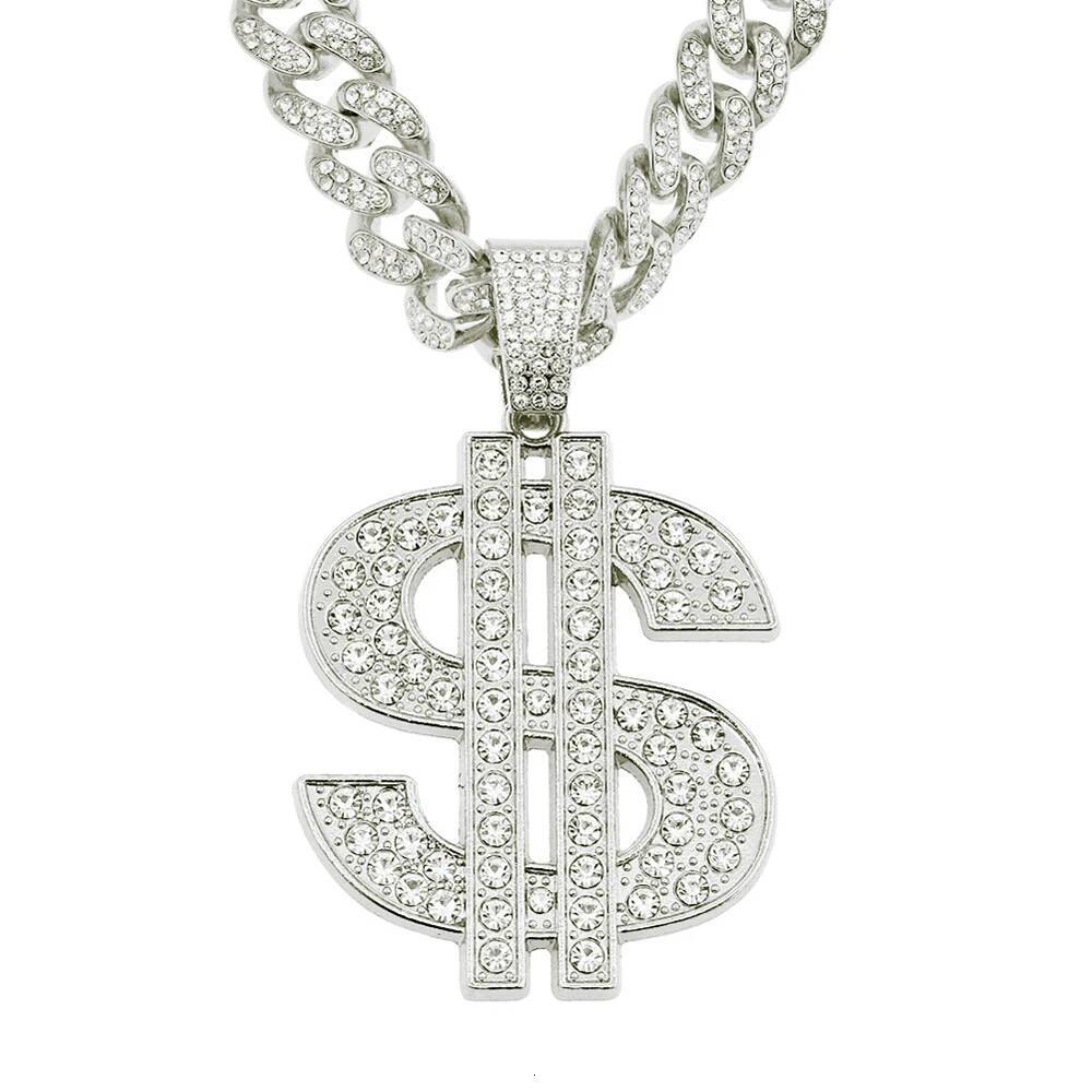 Fashion Hip Hop Pendant Necklace with 13mm Cuban Chain US Dollar Money Sign Necklaces Rap Rock Punk Jewelry For Man Gift Jewelry for Women