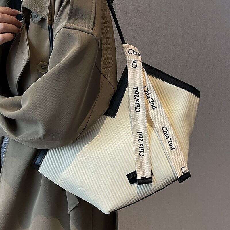 European American Big Spring and Autumn New Women's Casual Versatile Canvas Work, Class Commuting Single Shoulder Tote Bag