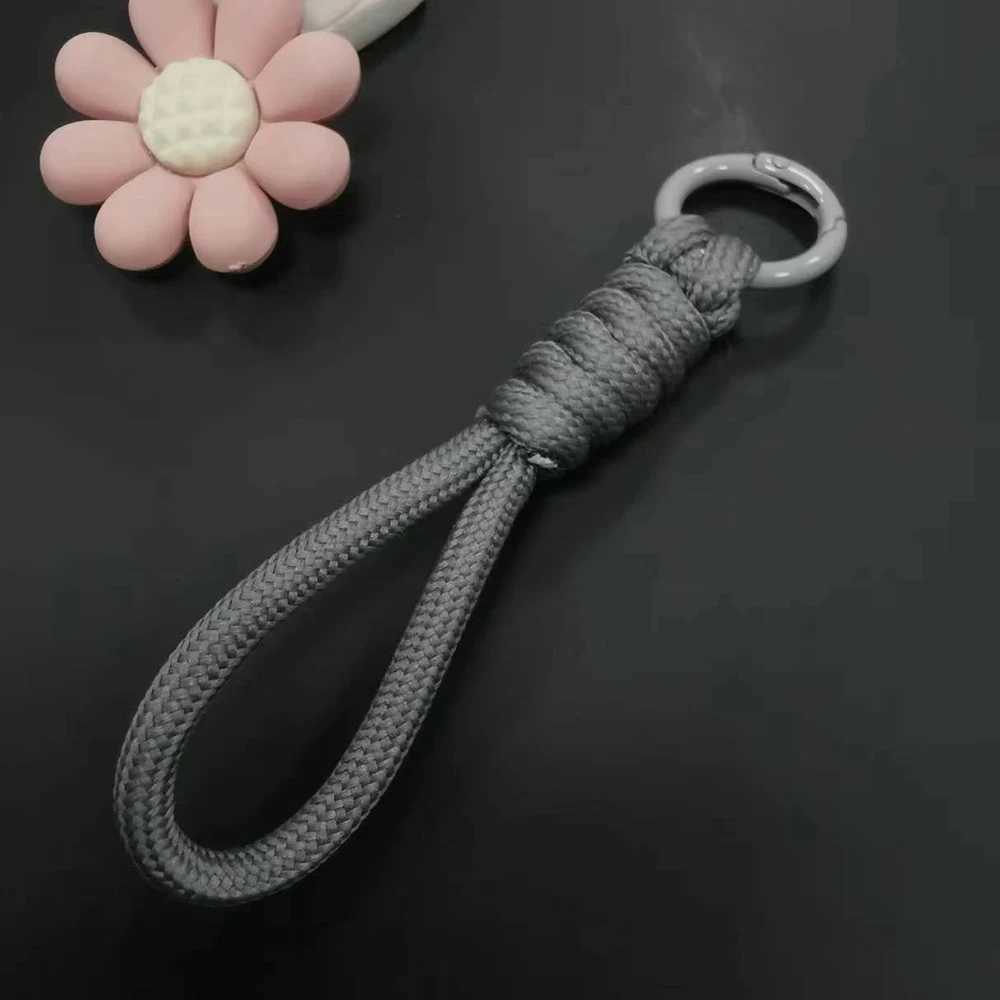 12cm Braided Woven Paracord Keychain Wrist Rope Phone Case Anti-lost Rope Strap Key Ring Tactical Survival Tool Backpack Buckle G250802
