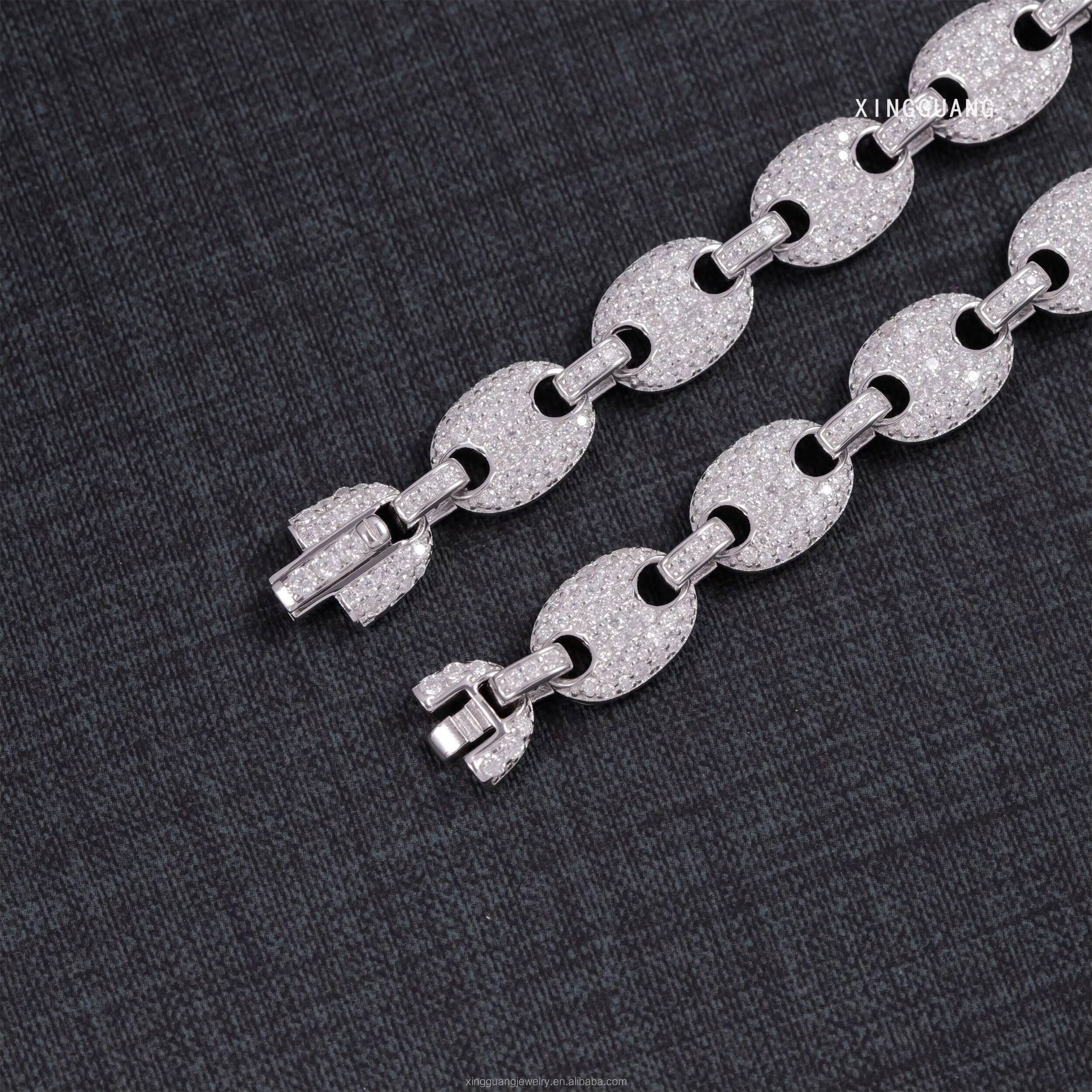 Popular Moissanite Bracelet 6mm 8mm Wide Hip Hop Bracelet S925 Silver VVS Moissanite Diamond Cuban Bracelet for Men Women