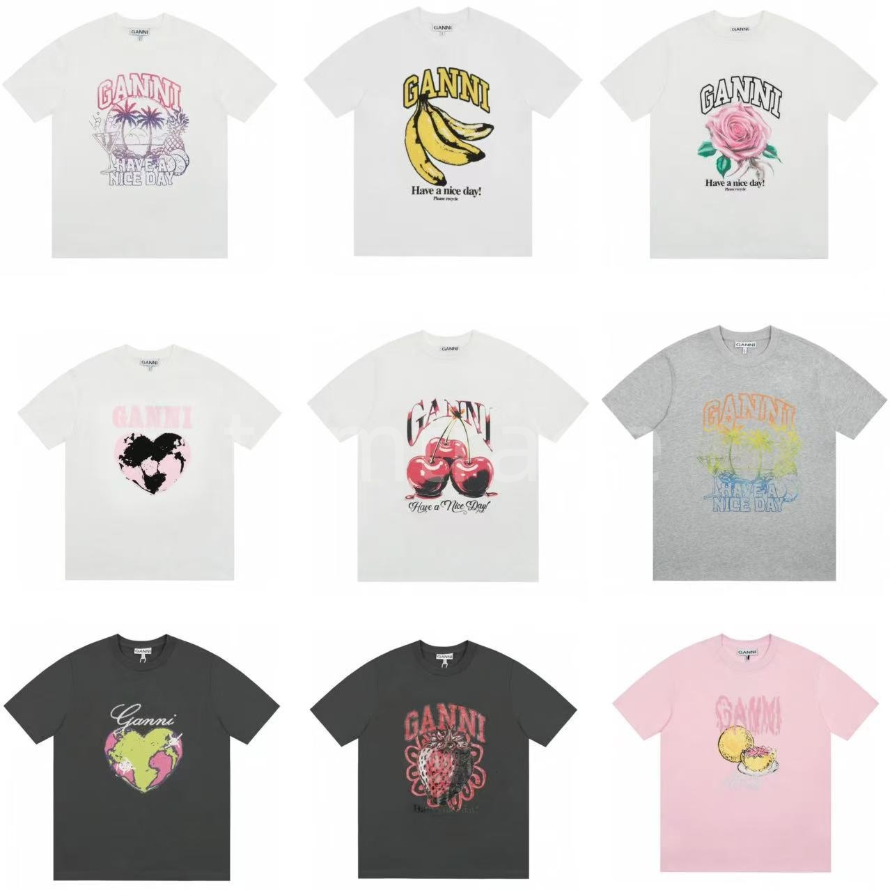 Gannitshirt T Shirt Peach Graphic Short Sleeve Tees Gannishirts T-Shirt 2025 Summer Women Clothing cotton Tee Shirt Female Streetwear Gannishirt T-Shirts a04