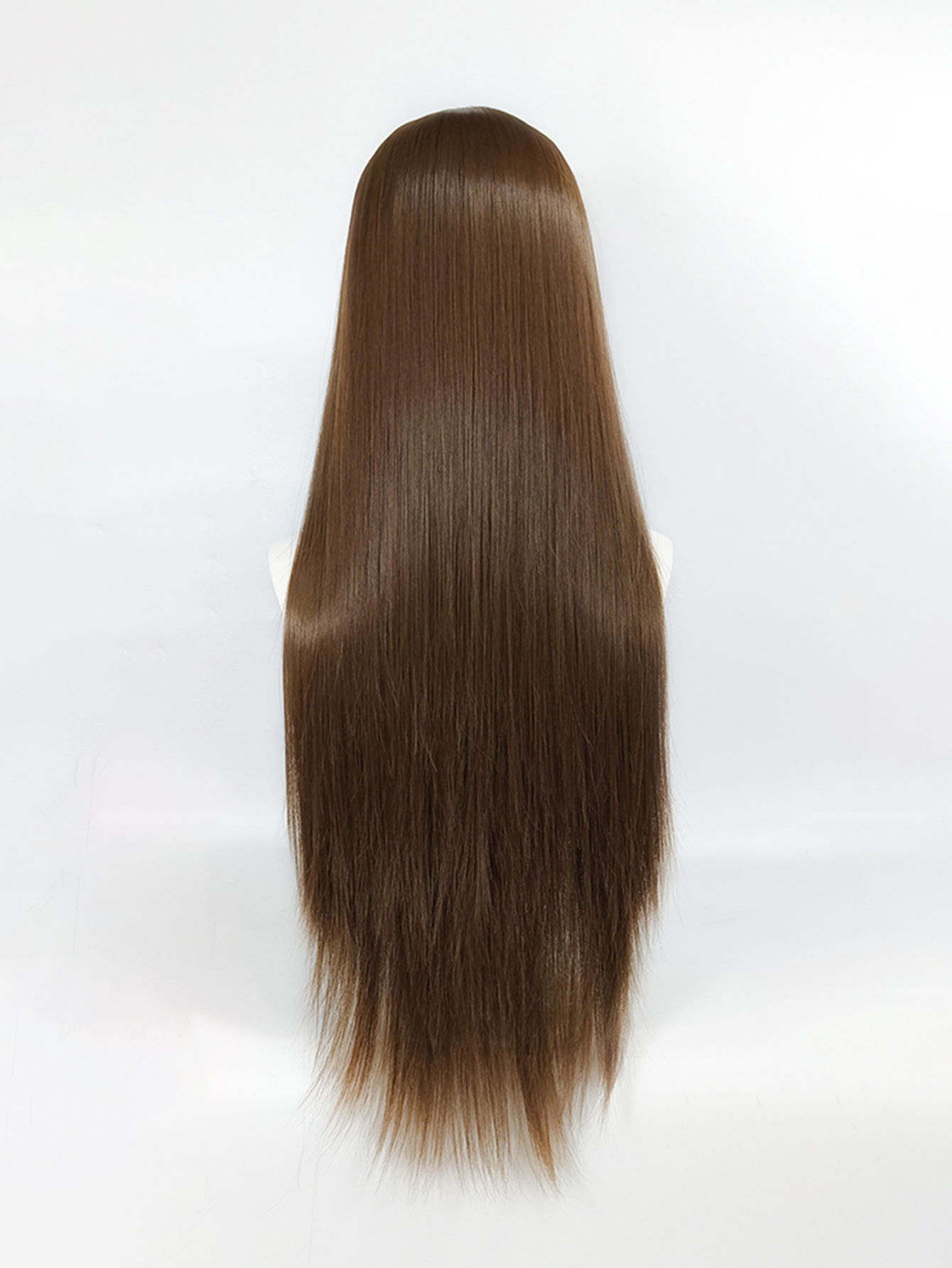 Fashionable dark brown long straight hair wig. Natural face contouring, air-style bangs. Multi-purpose cosplay wig.