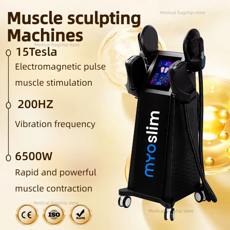 Professional RF EMSzero Body Sculpting Machine Electric EMS Fat Burning Slimming Muscle Stimulator 15 Tes 6500W 5 Handle Neo