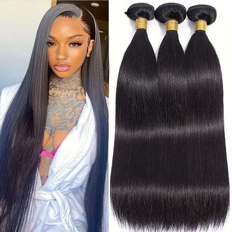 3Pcs Brazilian Human Straight Closed Hair Bundle Spring Three-Piece Combination Set synthetic