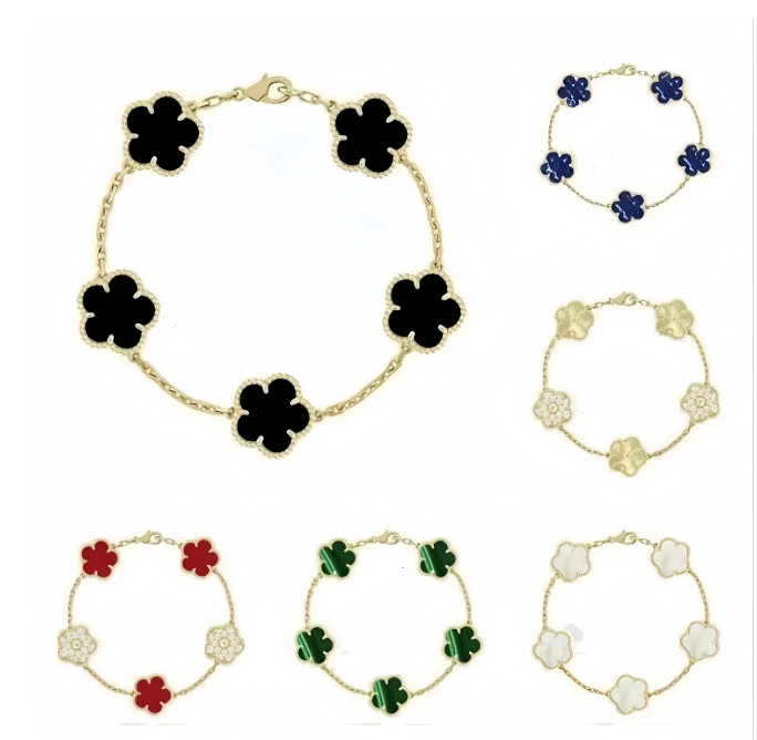 High-version Gold Thistle Bracelet Designer Jewelry Fashion Women's Stainless Steel Pearl Mother Christmas Valentine's Day Gift Charming Bracelet 4-Leafbracelet