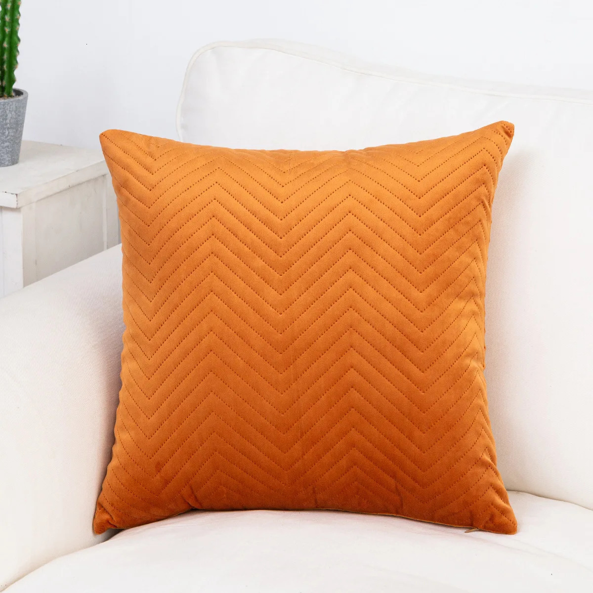 Luxury 45X45cm Square Orange pu Leather Cushion Cover Pillowcase Waist Pillow Cushion Covers Black White Houndstooth Pillow Case 250804