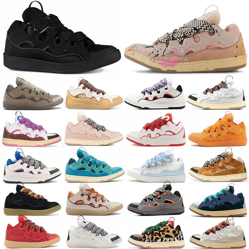 Luxury Mens Sports Shoes Bread Fashion Women Curb Retro Nappa Platform Heels Outdoor Suede Calf Leather Low Top Running Shoe Sneaker Size 35-44