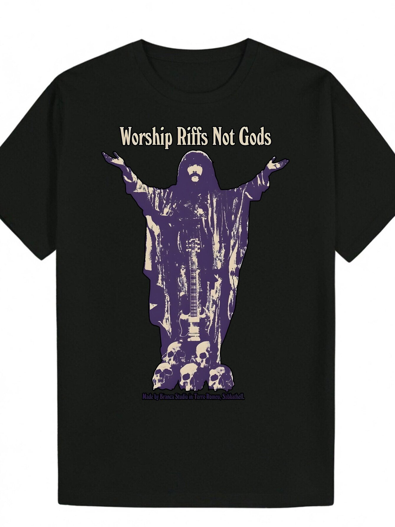 Black Graphic T-Shirt - "Worship Rift Valley, Not the God" Design, Casual Crew Neck, Short Sleeve, Summer Men's Polyester T-Shirt, Musi