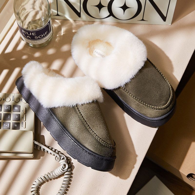 2025 Style Cotton With A Step-On-Dung Feeling Warm Furry Indoor Home Slippers For Autumn And Winter Maternity Women