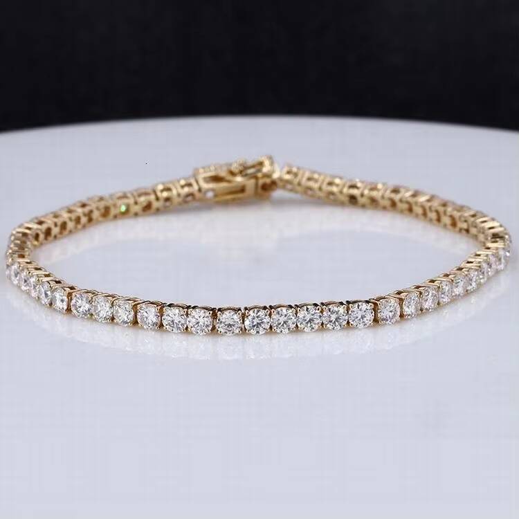VOAINO Popular 2025 Vs Diamond Chain Round Shape 3mm 4mm Lab Grown Diamond CVD HPHT 14k Solid Gold Tennis Bracelet