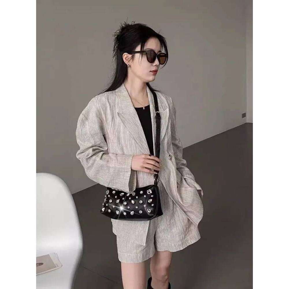 Fashion Dia Women Single Shoulder Zip Solid Color Pu Leather Handbag Casual Crossbody Bag Versatile Ladies Armpit Bags