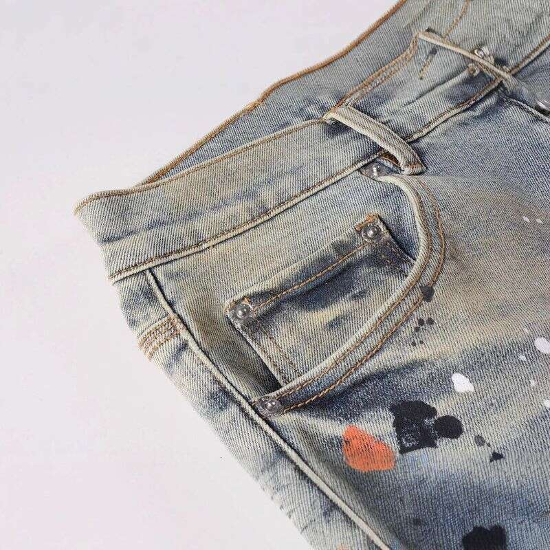 Men's Clothing Solid Color Retro Trend Hip Hop Handsome Drip Slim Stretch Skinny Jeans