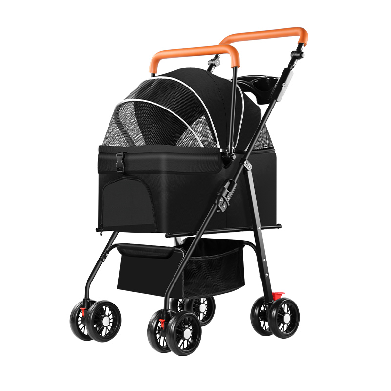 Pet stroller suitable for small and medium-sized cats and dogs, with detachable straps, easy to fold, detachable lining