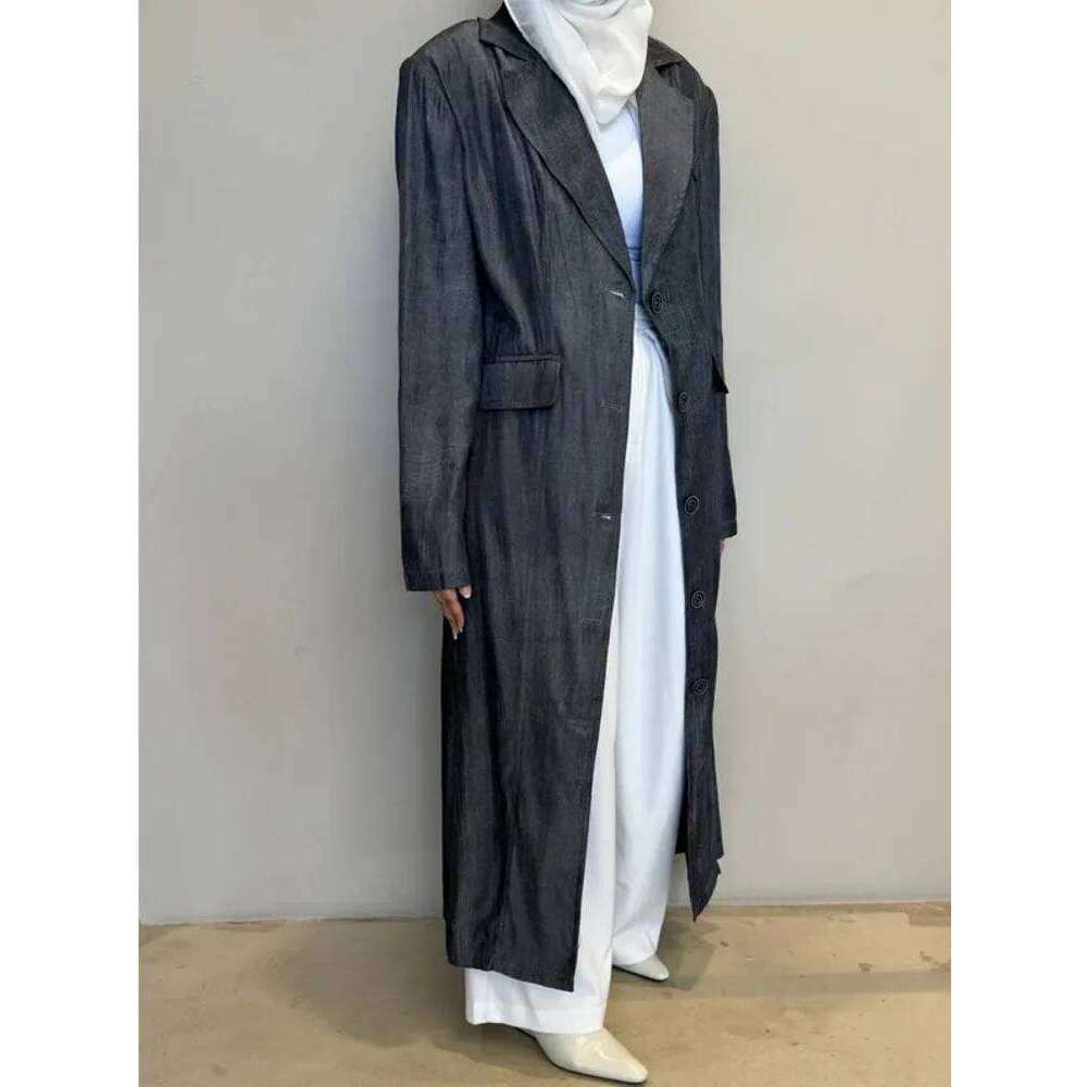hoodie Grey Longline Trench Coat Women Spring Summer Lightweight Designer Oversized Casual Chic Streetwear Fashion Outerwear jacket