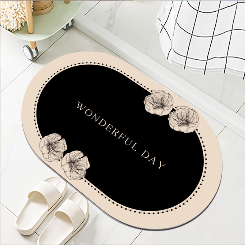 Light Luxury French Style Bathroom Mat Toilet Door Absorbent Quick-Dry Non-Slip Diatomaceous Earth Mat 250804