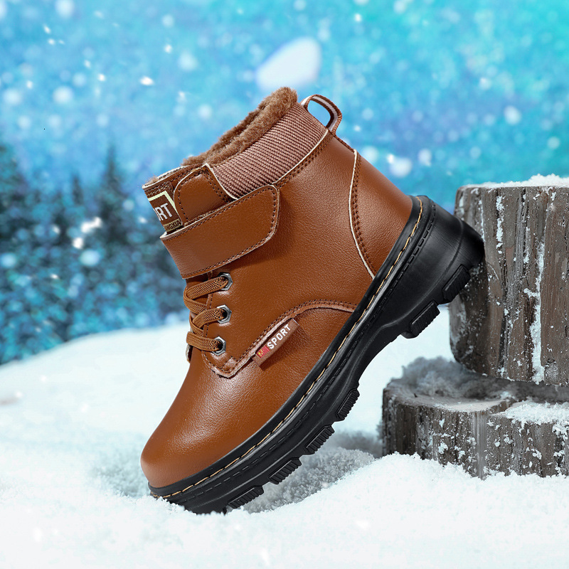 Boots Boy Winter shoes Kid Snow Boot Sport Children Shoes For Sneaker Warm Fur Ankle Fashion Leather toddler Shoe waterproof 220915