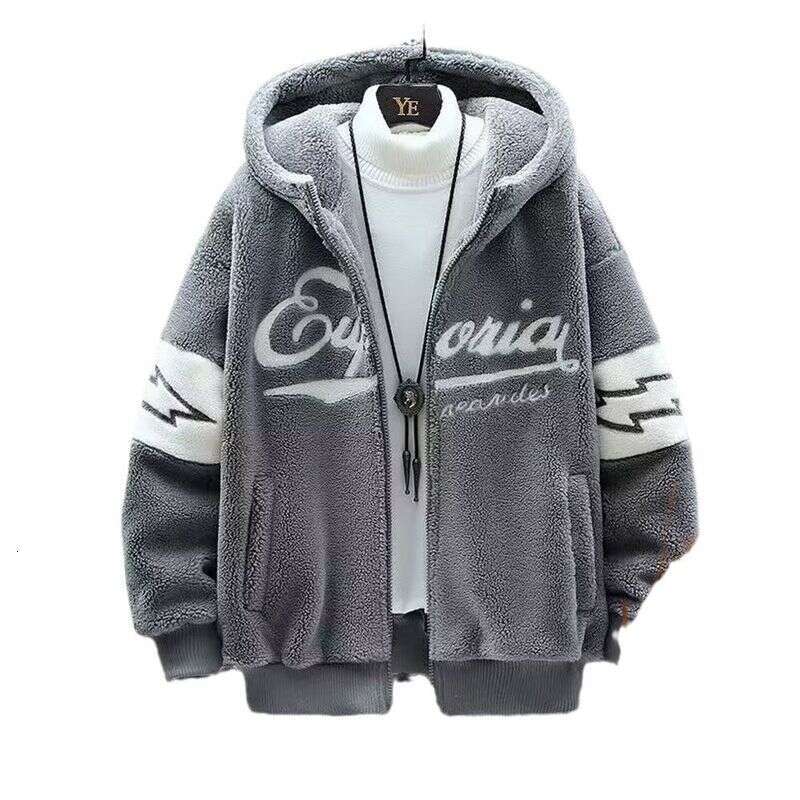 Lamb Fleece Men's Winter Thick Korean Edition Rascal Handsome Loose Couple Trendy Brand Warm Coat Cotton Clothes