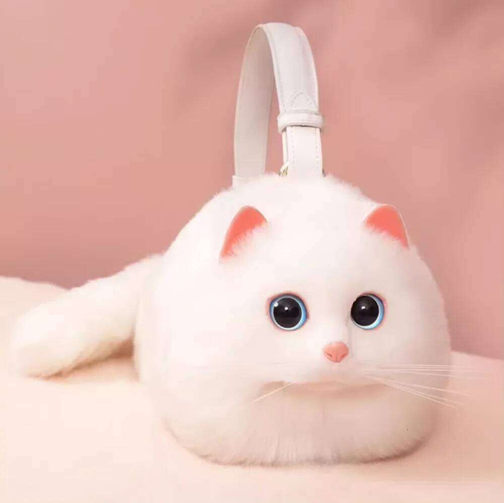 One Shoulder Female Design Small Man Messenger Versatile Hand Made Autumn and Winter Plush Cute Cat Bag