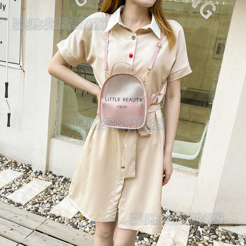 Womens Bag 2025 Autumn Winter New Printed Color Matching Backpack Simple Phone Bag Transparent Double Shoulder Bag Small Bag H250804