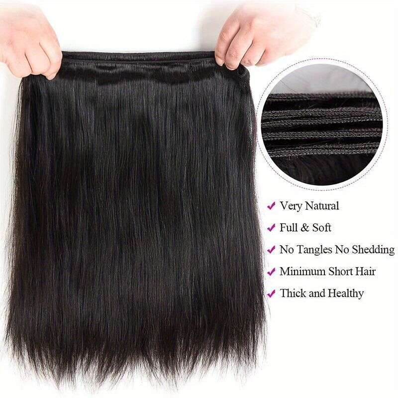 3Pcs Brazilian Human Straight Closed Hair Bundle Spring Three-Piece Combination Set synthetic