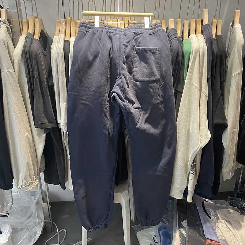 High Street Vintage Washed Dark Blue Casual Pants Classic Letters Print Saint Sweatpants Best Quality Cotton Trousers Tags X250804